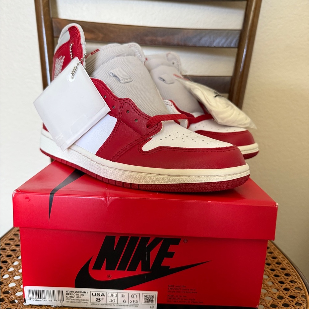 Jordan Red and White Women's Sneakers OG 1